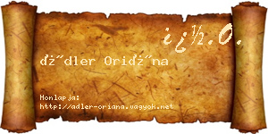 Ádler Oriána névjegykártya